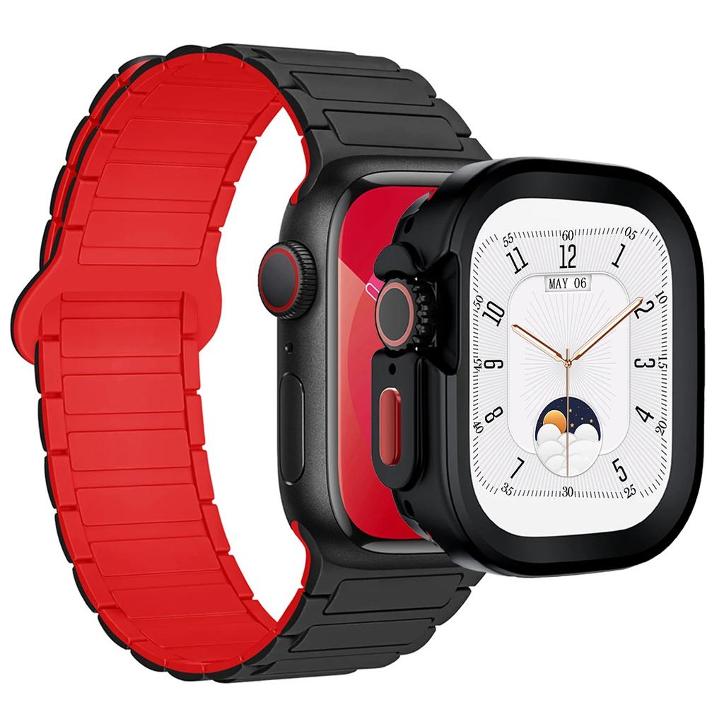 Strap+Case for Apple Watch Ultra 2 49 42 45 44 S10 46mm Magnetic Silicone Band+cover for IWatch Series 9 8 7 6 5 4 42mm 40 41mm