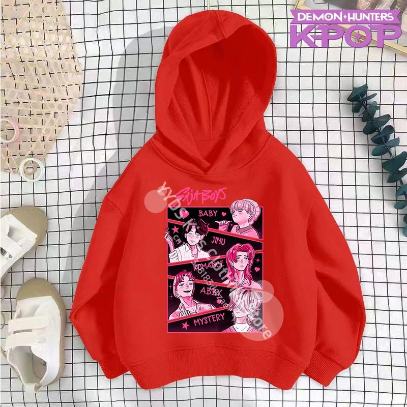 Y2K KPop ציידי שדים קפוצ'ונים נערות מתבגרות בנים רומי KPop ציידי שדים קפוצ'ון סתיו קז'ואל שרוול ארוך בגדי ילדים