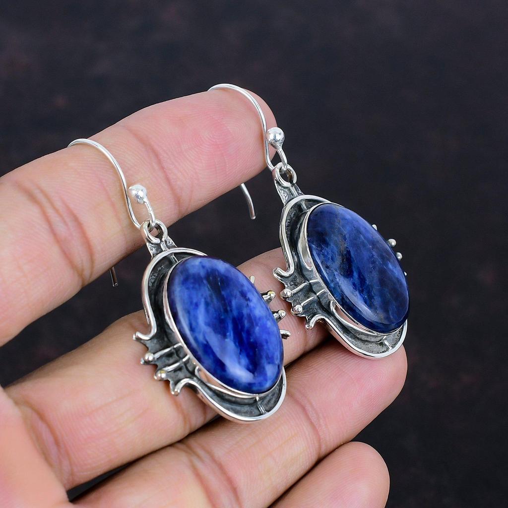 Sodalite Earring Handmade Natural Gemstone Jewelry 925 Sterling Silver Earring Designer Earrings Very Pretty Sodalite Jewelry Gifts For Her