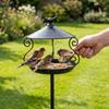 Large Capacity Standing Bird Feeder Iron Art Bird Feeder Tray Easy Clean Bird Water Drinker  Garden