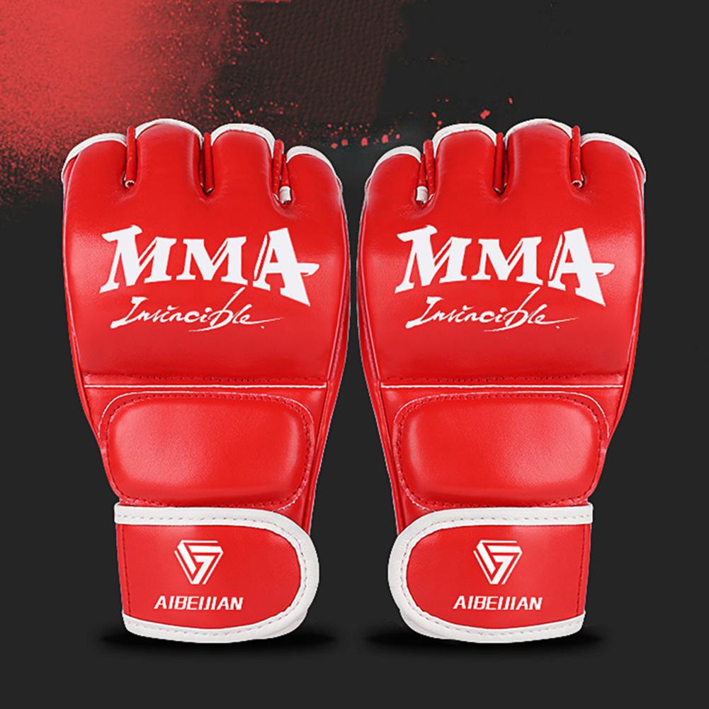 Halbfinger Boxhandschuhe Trainingshandschuhe Tragbare PU Kickboxen Schutzhandschuhe Reißfest Atmungsaktiv für Sportzubehör