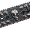Amerikanisches Strassnietenarmband, Punk Gothic Personalisierter Schmuck mit kleinem Totenkopf verziert