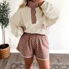 2026 Womens Long Sleeve Polka Dot Casual 2-Piece Set Loose Fit Hoodie Capri Pants