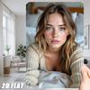 HD Metalen Blikbord Prachtig Blond Meisje in Beige Gebreide Vest op Bed Vintage Poster Gezellige Slaapkamer Stijl Muurkunst Decoratie voor Huis