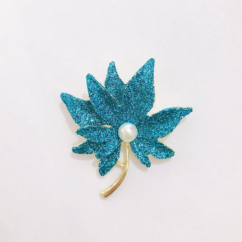 

Элегантная брошь в корейском стиле в виде кленового листа: Желтая, Синяя, Золотая Пудровая Брошь для Женщин синий
