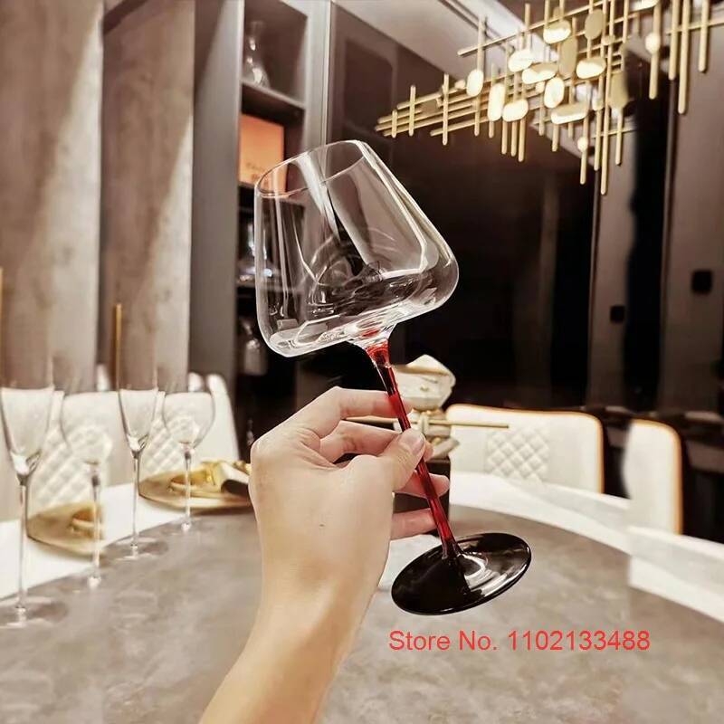 2 Pcs Globlet Wine Glass Black Tie Bordeaux Austria Style Crystal Wineglass Wedding Party Red Wine Cup Burgundy Champagne Flutes