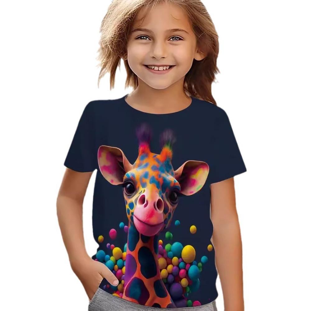 New Cartoon Doll 3D Printing T-shirt Children's Short-sleeved Girls Summer Loose Casual Tops