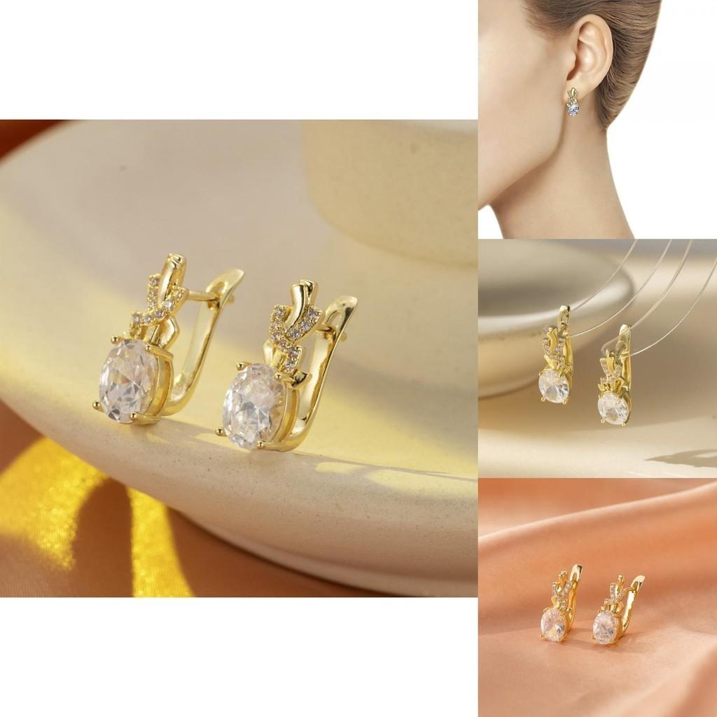 Fashionable Zircon Embedded Copper Hoop Earrings Luxury And Trendy For Spring 2024