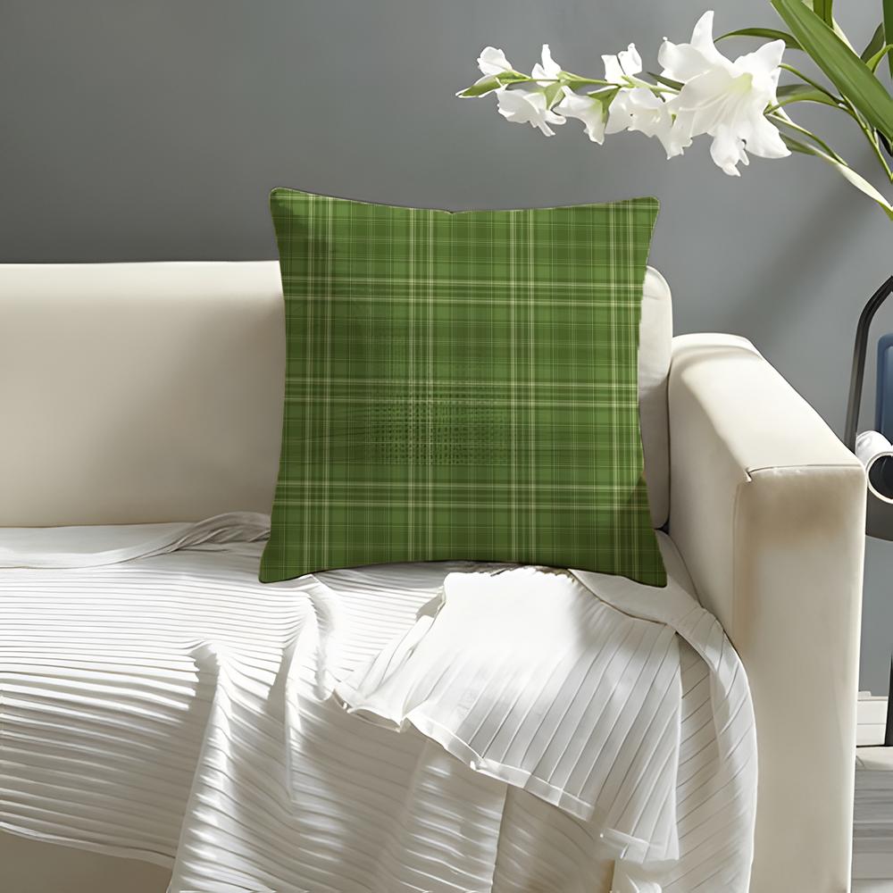

Retro green plaid Pillow Case Natural Linen Organic Fabric DoubleSided Printing Sofa Home Decor Cushion Cover 30X30cm