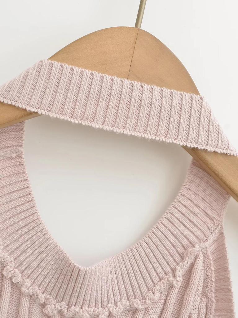 Spicy Retro Cable Knit Halter Backless Tank - Women's Autumn/Winter Slim Fit Sleeveless Top