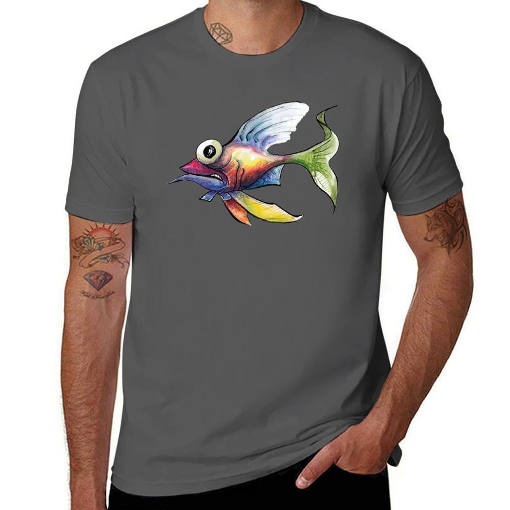 Rainbow Fish 01 Tshirt Big Size Short Sleeve Casual Top