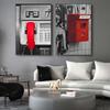 Nordic Style Landscape Street View Canvas Painting Red Still Life Poster Office Wall Painting Living Room Home Decoration Mural No Frame