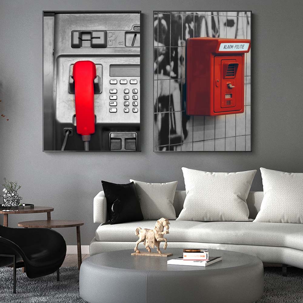 Nordic Style Landscape Street View Canvas Painting Red Still Life Poster Office Wall Painting Living Room Home Decoration Mural No Frame