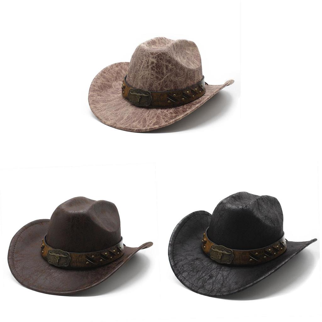 Vintage Western Cowboy Hat With Large Brim Sunshade For Men And Women
