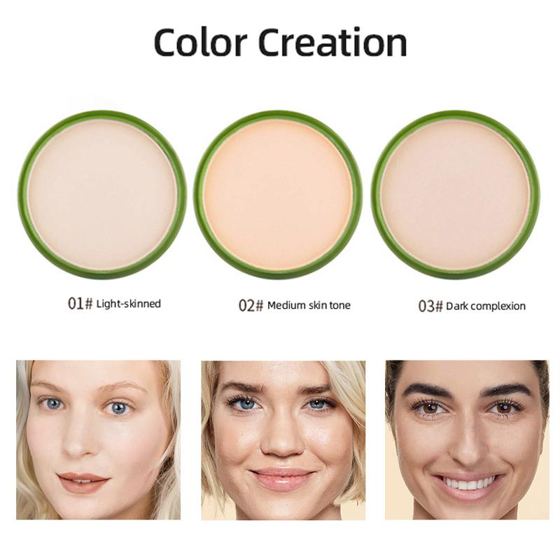 Fuktighetskrem Face Powder Smooth Foundation Presset Powder Makeup Concealer Pores Cover Whitening Brighten Cosmetics