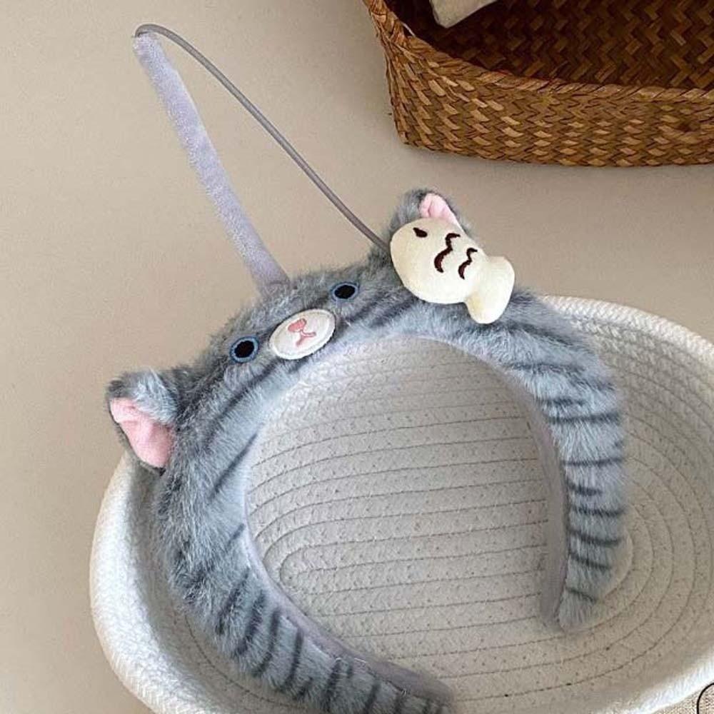 Panda Cat Fishing Plush Headband Hair Accessories Girls Cartoon Hairband Adorable Hair Hoop  Party