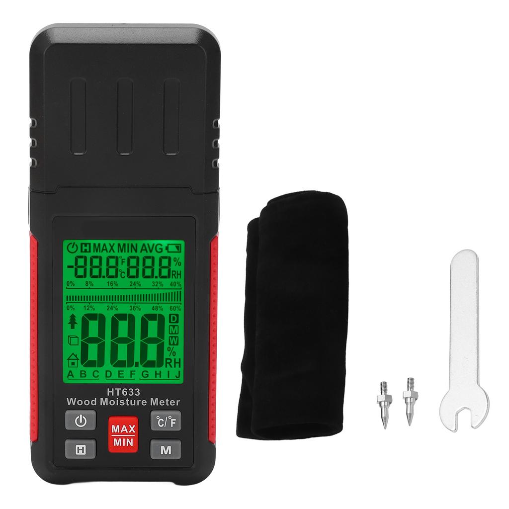 Wood Moisture Meter Digital Tester Firewood Damp Detector for Lumber Woodwoking Plaster Paper Floor