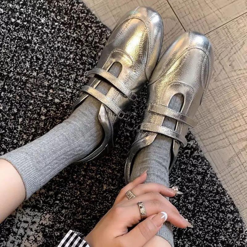 

Версия из овчины~ Повседневные кроссовки на липучке, туфли Мэри Джейн на плоской подошве, женские балетки 40