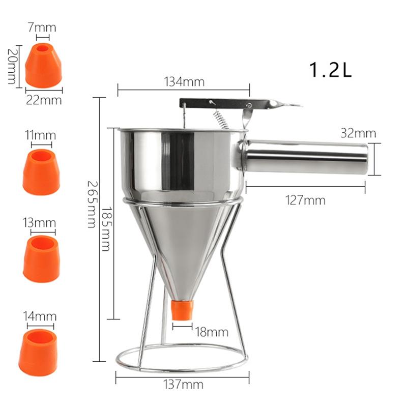 B97A-Stainless Steel Funnel Cake Dispenser With Stand Squeeze Handle,For Pancake Batter- Cupcake Compatible Maker Tool