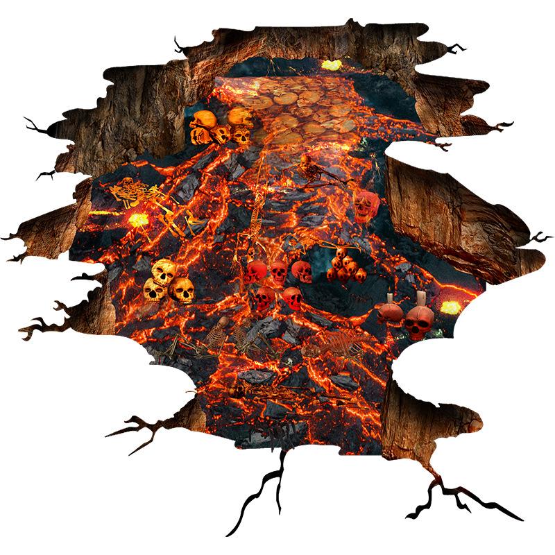 

12 стилей, украшение на Хэллоуин, 2023, кости черепа, 3D Наклейка на пол, призрачный фестиваль тыквы, декор, обои с пламенем паука