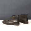 Fashionable High Top Shoes For Men Cowhide Leather Carved Round Teo Lace Up British Ankle Boots Mens Business Dress Trendy Shoes