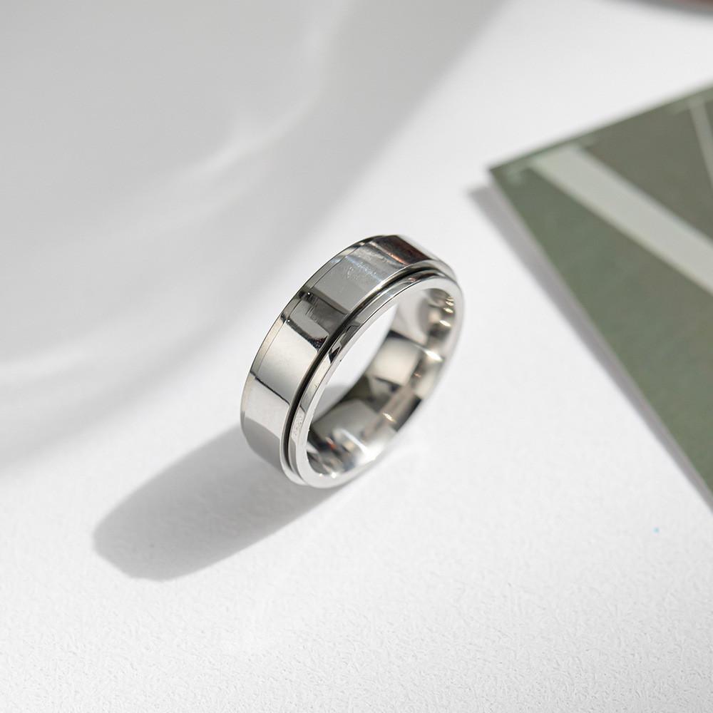 Titanium Steel Minimalist Geometric Ring For Couples With Electroplated Finish Size 7 белый