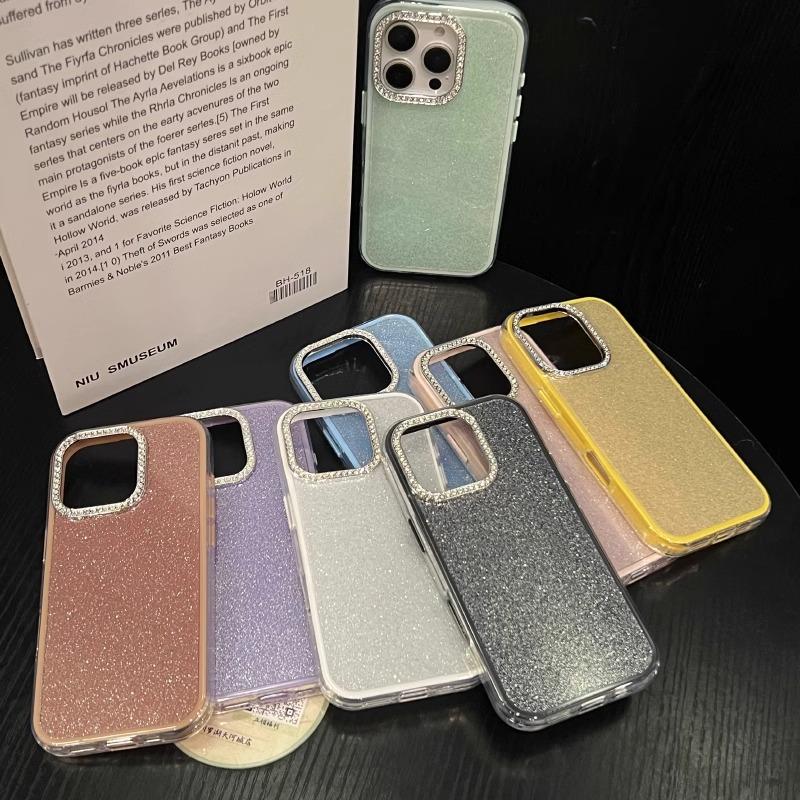 Bling Diamond Camera Protection Phone Case For iPhone 16 15 14 13 12 Pro Max 11 Shockproof Acrylic Glitter Hard Back Cover