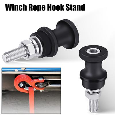 Car Winch Rope Hook Stand Steel Half-Linked Winch Hook Car Accessories 10" Bolt Mount For 3/8 1/2 Clevis Slip Aluminum Alloy Black Hawse Fairlead