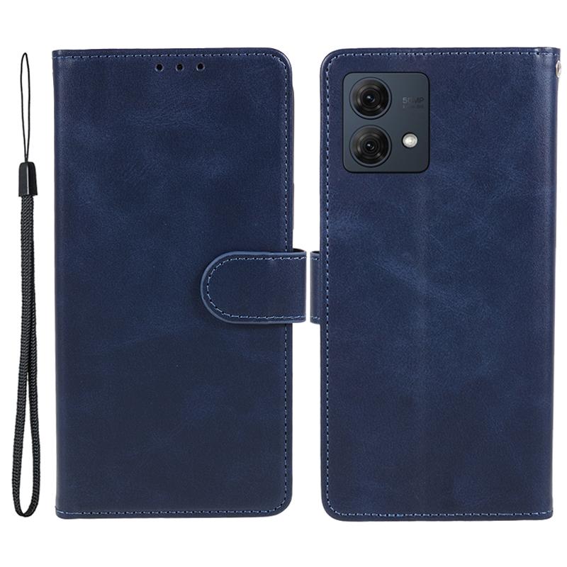 

For Motorola Moto G84 5G Magnetic Clasp Phone Cover Calf Texture Leather Wallet Stand Protection Case Blue