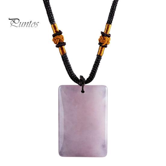 Hand Polished Stone Pendant Natural Crystal Necklace, Healing Energy Necklace with Adjustable Women Fake Jewelry Braided Rope, Gemstone for Men