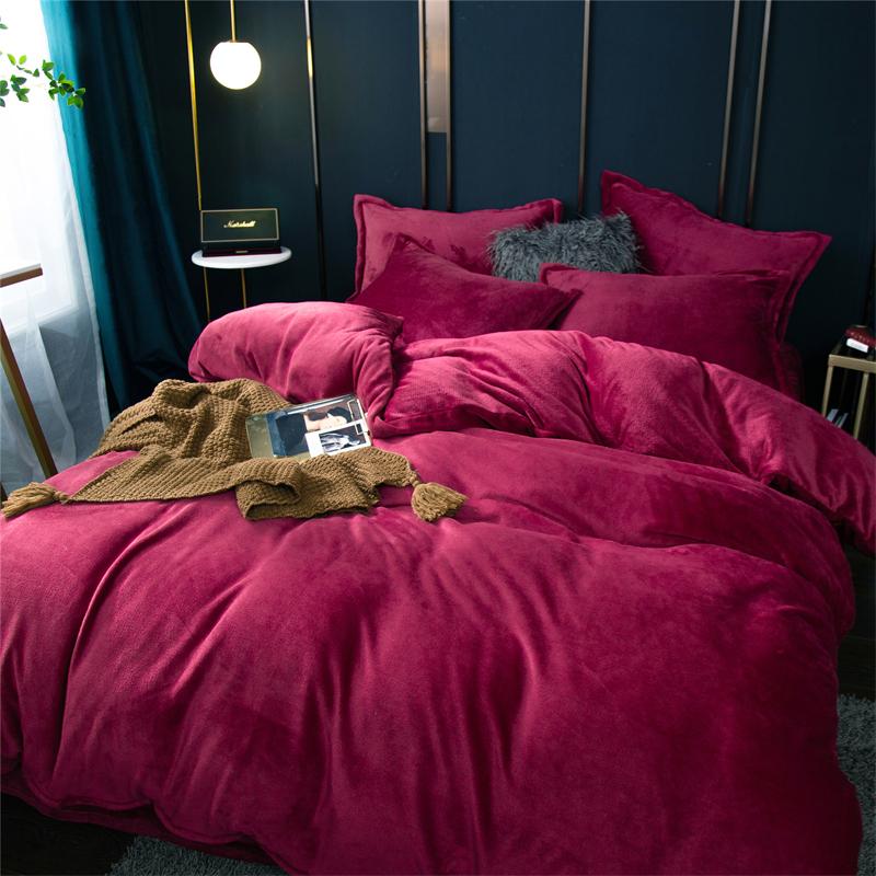 Winter Flannel Duvet Cover Solod Color Soft Warm Quilt Cover Cozy Thick Comforter Cover for Adults Children Queen King Bed Linen
