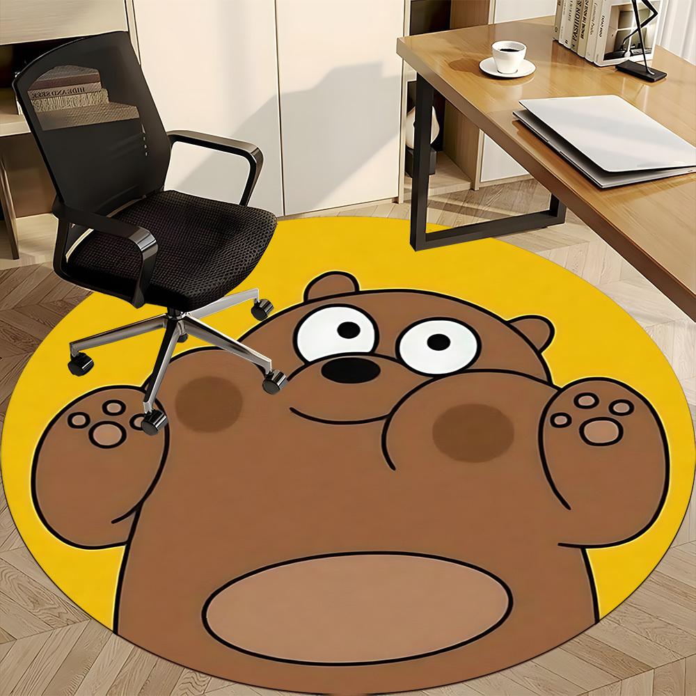 1pc We Bare Bears Friends Office Round Area Rug, Under Office Chairs Bedroom Living Room Home Decor, Room Deco, Available In Various Sizes141