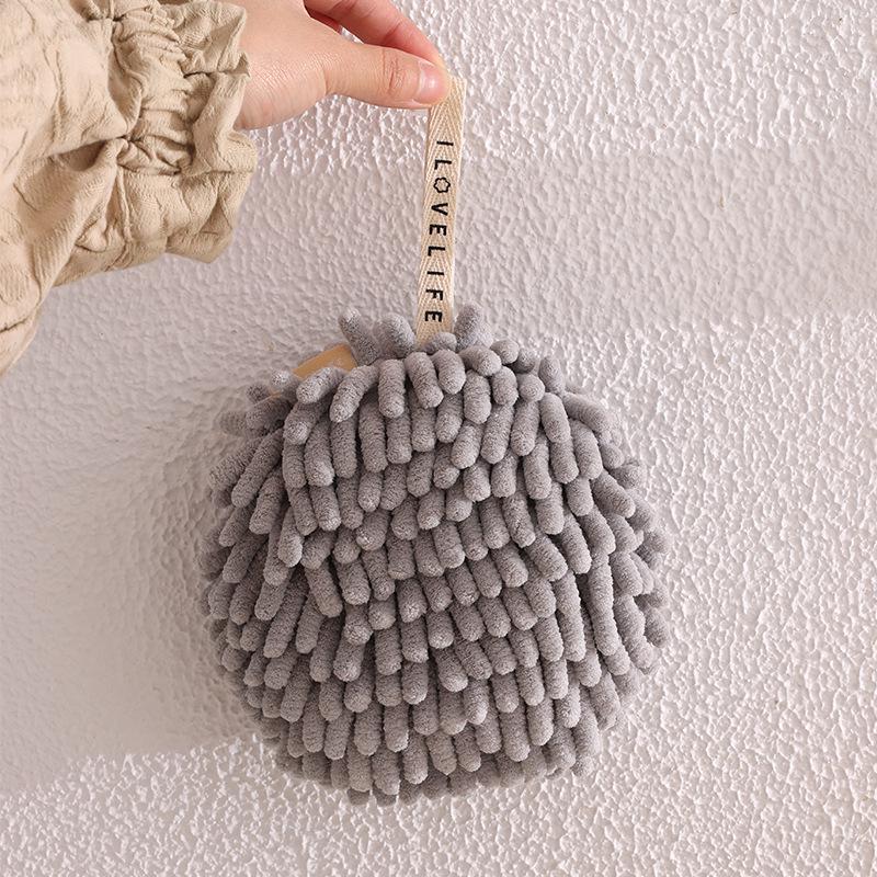 Japanese Microfiber Chenille Hanging Hand Towel Ball - Cute, Absorbent, Round Towel for Kitchen and Bathroom Use