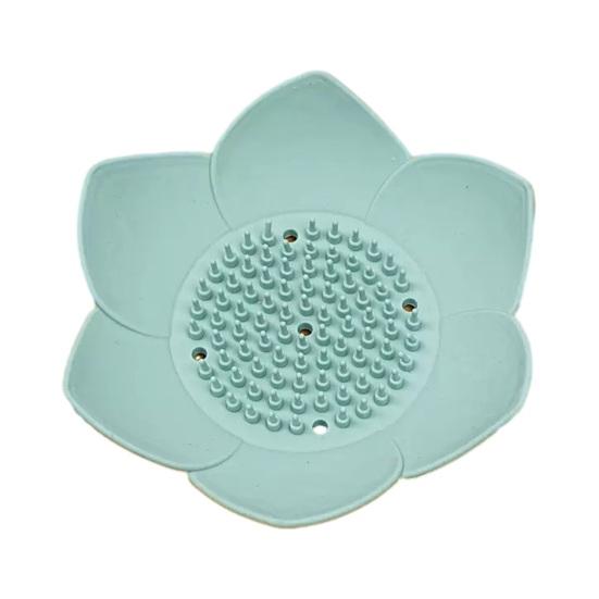 Silicone Soap Dish Lotus Shape Soap Holder with Drainage Holes Non-Slip Soap Holder
