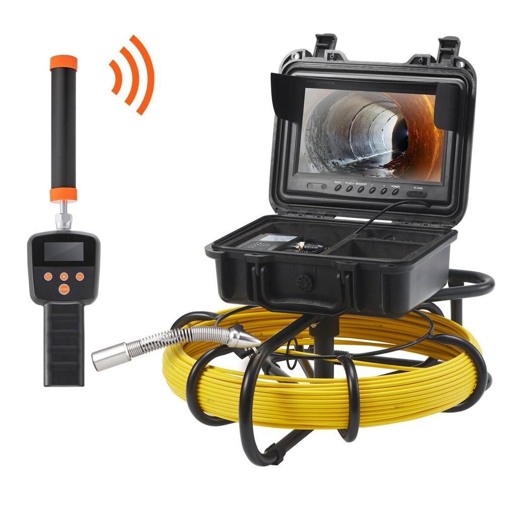 Sewer Camera Pipe Inspection Camera w/ 512hz Sonde 9in 720p Screen 165 ft
