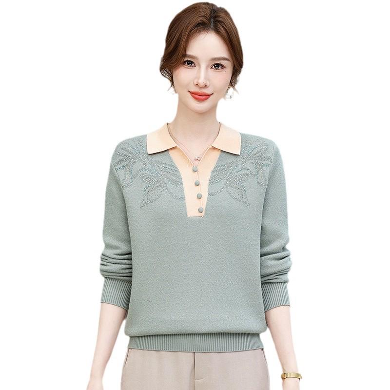 Winter Lapel Knit Sweater - 2024 Fashion for Middle-Aged & Elderly, Fleece-Lined for Autumn/Winter