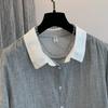 Blouses Shirt for Women Summer Cotton Short Sleeve Retro Casual Loose Blouse Coat Top