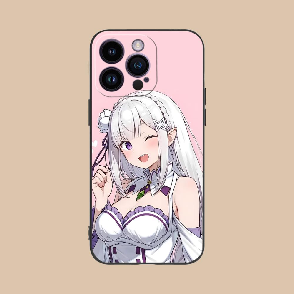 ReZero Emilia Waifu Mobile Phone Case for iPhone 17 16 15 14 13 12 11 X XR XS 8 7 Air Pro Max Plus Mini Colorful Cover Luxury
