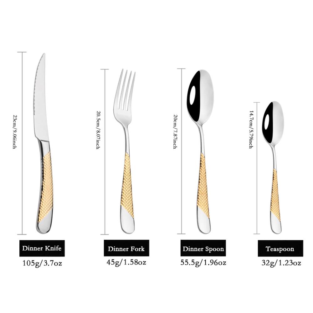 4Pcs Luxurious Flatware Cutlery Set Gold Tableware 18/10 Stainless Steel Mirror Polished Dinnerware Fork Spoon Knife Western Dinner Set