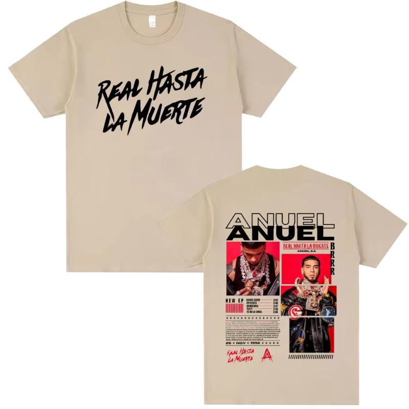 Rapper Anuel AA Real Hasta La Muerte Tour 2025 T Shirt Unisex Women Hip Hop Oversized Tshirts Unisexs Casual Cotton Vintage T Shirts