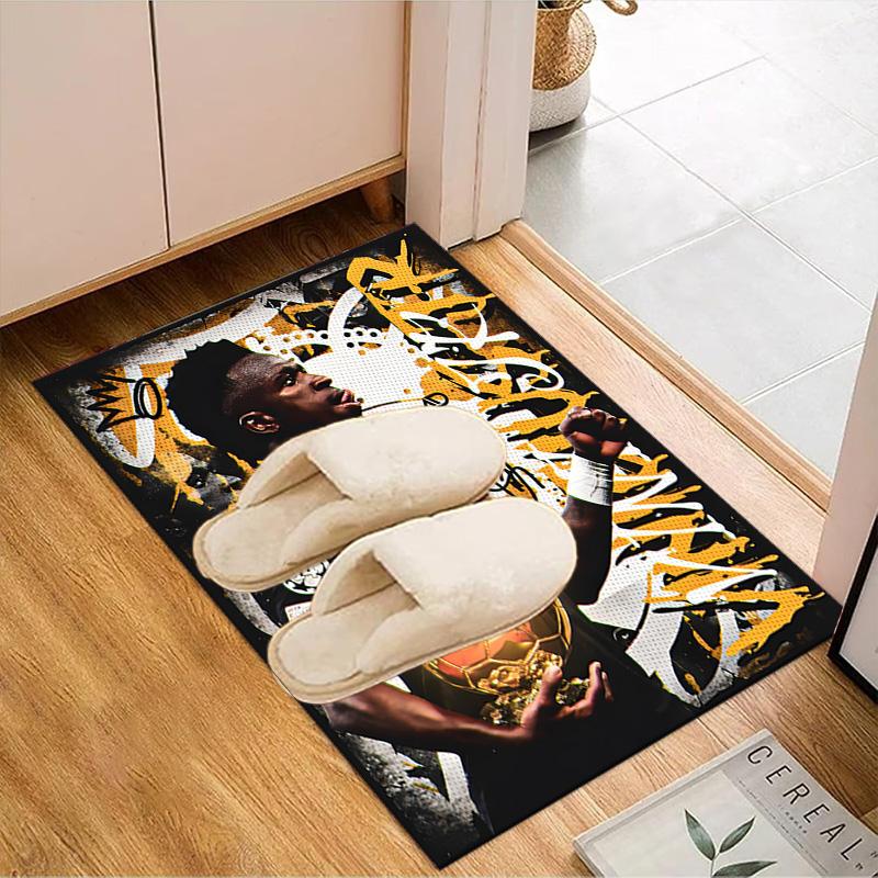 Brazilian Football Star Rug for Living Room, Game Rooms, Office, Bedroom, Office Floor Mat Playful Design, fan gifts Christmas decor