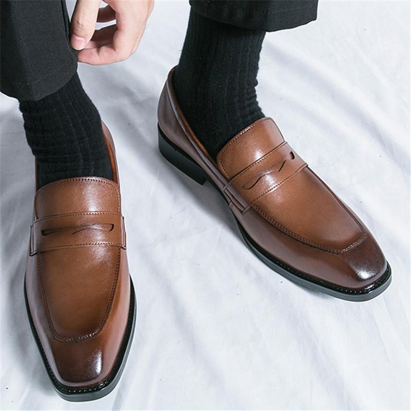 High Quality New Men's Pointed Penny Loafter Patent Leather Casual Shoes Male Formal Wedding Dress Homecoming Zapatos Hombre
