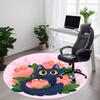 1 Stück Floral Cat Büro Runder Teppich, Matte Geeignet Für Büro, Unter Bürostühlen Schlafzimmer Wohnzimmer Heimdekoration, Raumdeko