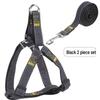 Denim-Stitched Dog Harness and Leash Set with Collar