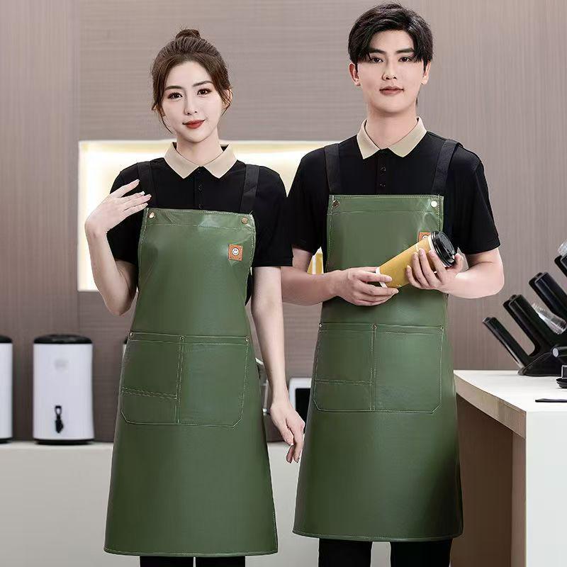 Grembiule da Cucina Impermeabile Unisex, Anti-Olio e alla Moda, Design Senza Maniche con Logo per Negozio di Tè al Latte.