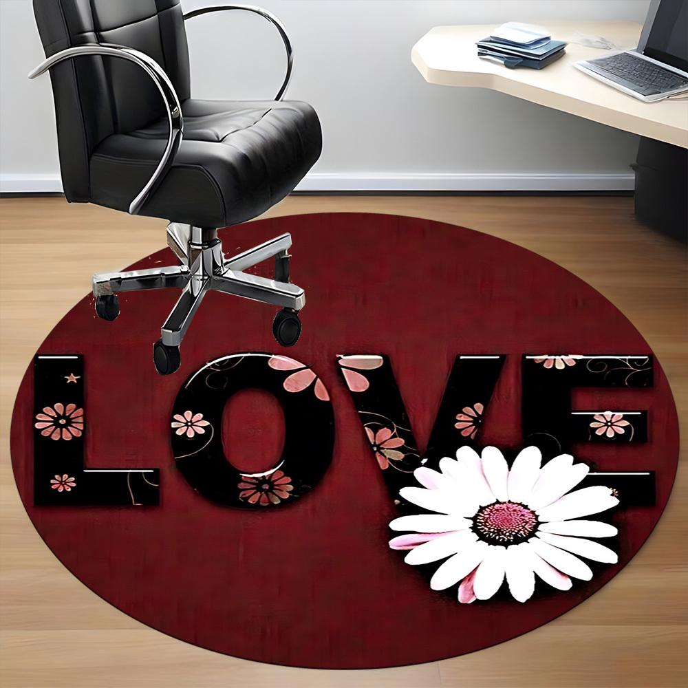 

1pc Love Flowers Chair Carpet for Office - Durable, Ideal for Chair Mats, Stylish & Functional Decorative Rug yy260130074 80cm by 80cm