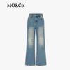 MO&Co. Women's Distressed Ink Splatter Cotton Denim Jeans