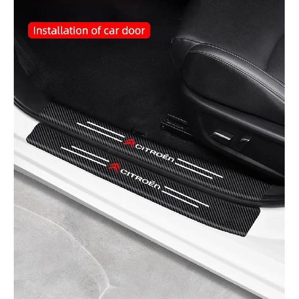Carbon Fiber Car Door Plate Threshold Protector Sticker For Citroen C4 C3 C5 C1 Jumpy Saxo Berlingo Grand Picasso Cactus C2 Interior Mirrors 6