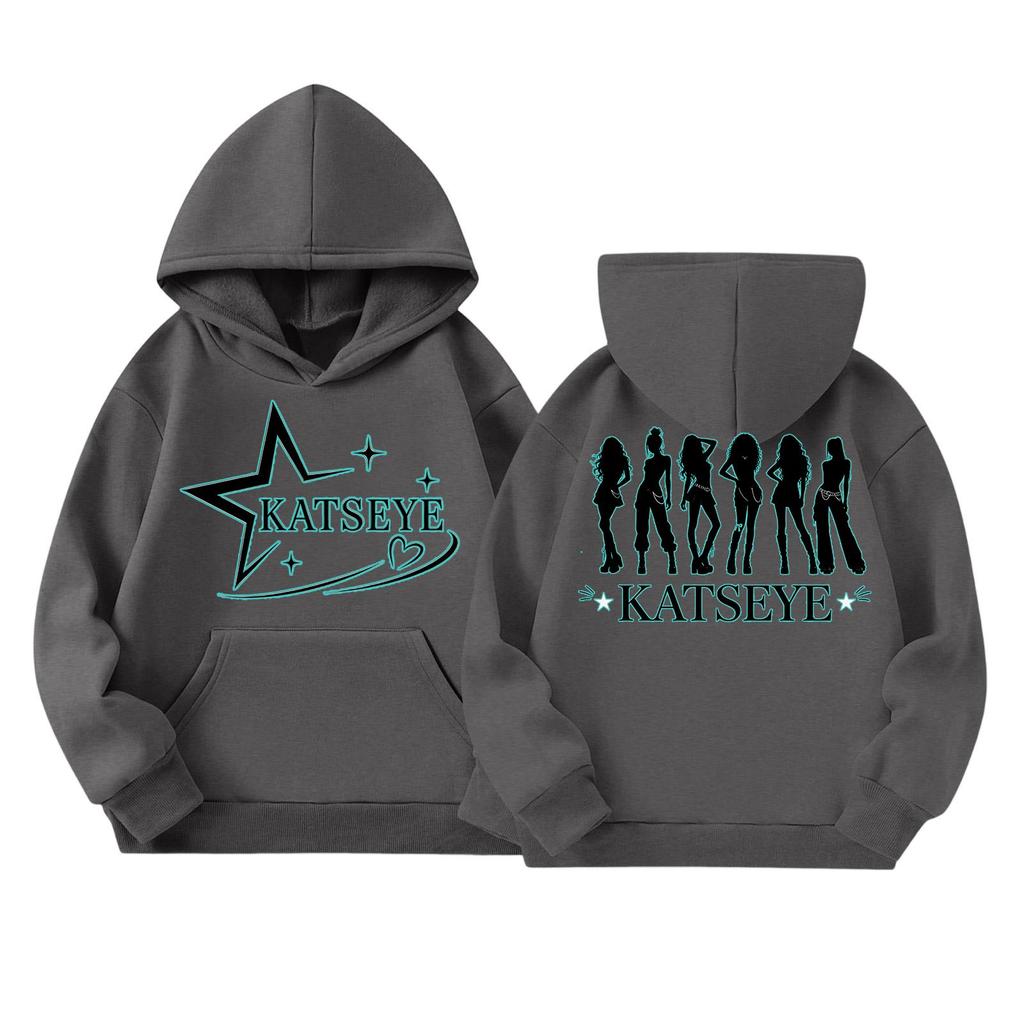 Girls' Fashion Long-Sleeve Hooded Sweatshirt with Print and Pockets