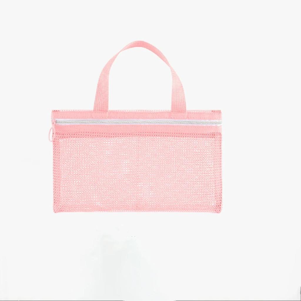 Rosa Netz Multi-Taschen Mini Kosmetiktasche Schwimmtasche Tragbare Reise-Aufbewahrungstasche Tragbare Bade-Tasche Strandtasche ein Pack